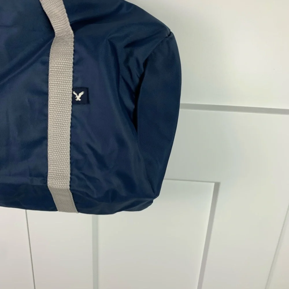 American Eagle Duffle Bag Navy Blue & Light Beige Travel Weekend Gym Work